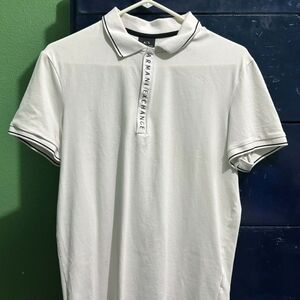 Armani Exchange White Polo Shirt with Black Accents